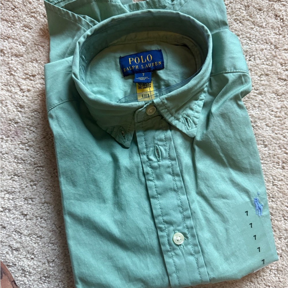 Polo by Ralph Lauren Boy’s Mint Short Sleeve Button Down Shirt BRAND NEW